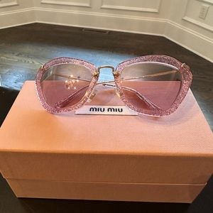 Miu Miu Pink Sparkle Butterfly Sunglasses